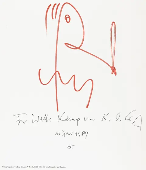 Götz, K. O. – Giverny: malerier, gouacher, litografier 1985-1989. Med egenhændig tegning og signeret dedikation på det forreste indvendige omslag…