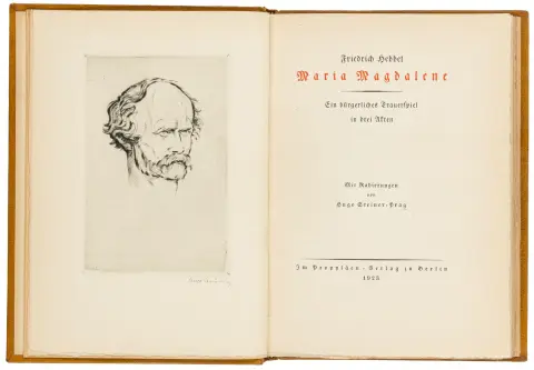 Hebbel, Friedrich – Maria Magdalene. Et borgerligt sørgespil i tre akter. Med raderinger af Hugo Steiner-Prag. Med raderet…