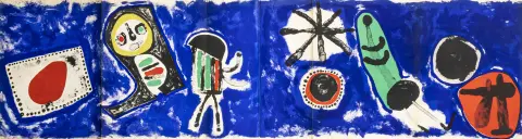 Miró, Joan – Derrière le Miroir. Nr. 57/58/59. Med 12 originale farvelitografier (inkl. omslag, 1 dobbeltsidet, 1 flere gange foldet)