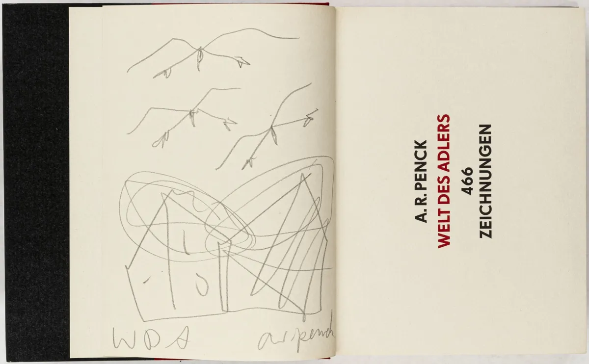 Penck, A. R – Welt des Adlers. 466 рисунков. С подписанным оригинальным рисунком A. R. Penck. Берлин, Rainer Verlag, 1984. 473…