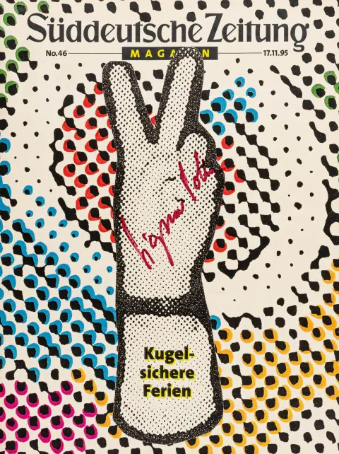 Polke, Sigmar – Skudsikre ferier. Med egenhændig signatur på omslaget. Süddeutsche Zeitung Magazin, nr. 46. München,…
