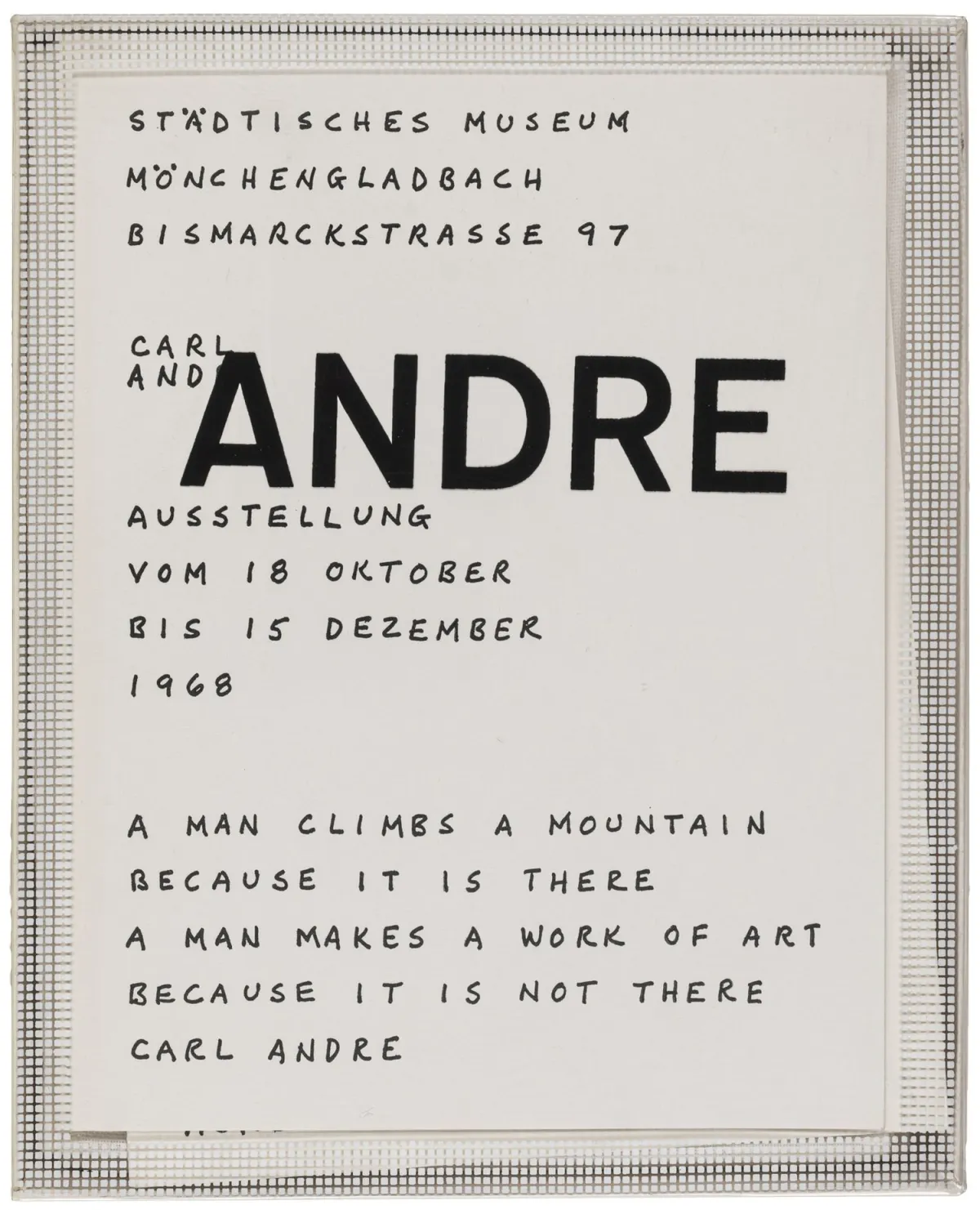 Museo Civico di Mönchengladbach – Andre, Carl. (Runner da tavolo).