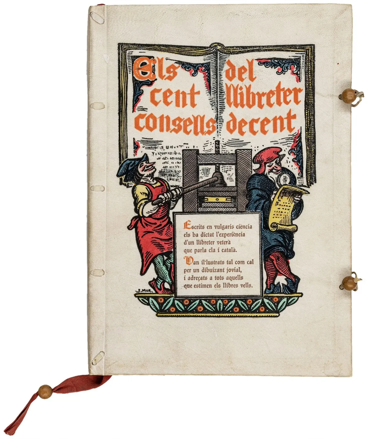 Trieu i Remeneu, Jordi – Els cent consells del llibreter decent。Facecia llibresca en cent rodolins。由 J. Mur 绘制。手工上色…