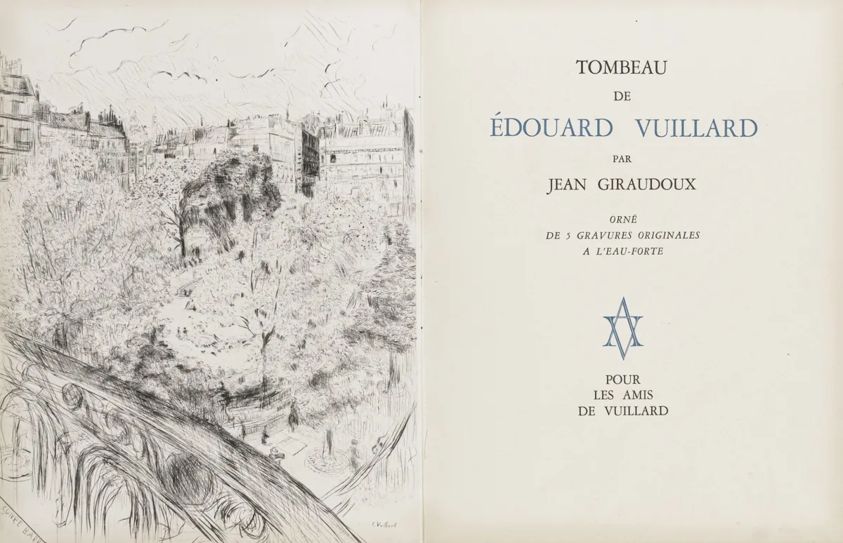 Vuillard, Édouard – Giraudoux, Jean. Tombeau de Édouard Vuillard. 含É. Vuillard的5幅原版铜版画。巴黎，Pour les amis de…