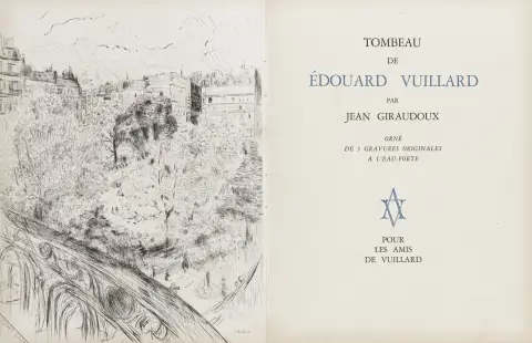 Vuillard, Édouard – Giraudoux, Jean. Tombeau de Édouard Vuillard. Med 5 originale raderinger av É. Vuillard. Paris, Pour les amis de…