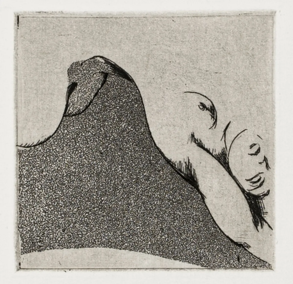 Degen, Paul – Erotica I。16幅仿飞尘蚀刻风格线蚀版画组画。Oberwil，Ed. Mezzanotte，1987年。2页，16页，原装护套，