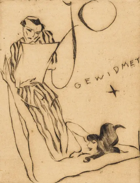 Godal, Erich (atribuit) – dedicat lui Jo. Serie de 10 acvaforte originale semnate (incl. titlu). Berlin, circa 1920. 35 x 26 cm. Libere…