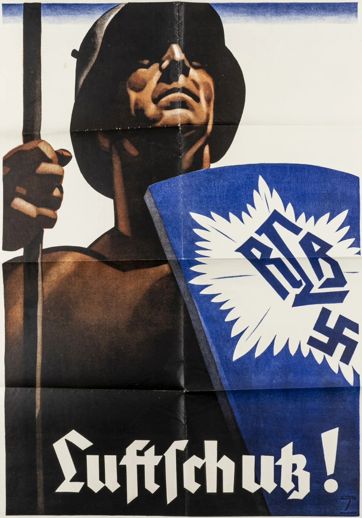 Hohlwein, Ludwig. Luftschutz ! Kleurenlithografische poster