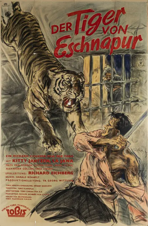 Julisteet – Matejko, Theo. Der Tiger von Eschnapur. Värillinen juliste. Offset. (1938).