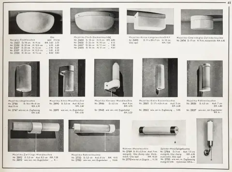 Reklame – Wenzel, Walter. Katalog nr. 38 om lamper og belysning. Med ca. 400 illustrasjoner. Halle, eget forlag, 1938. 2 bl., 63 s. 24 x 33 cm.