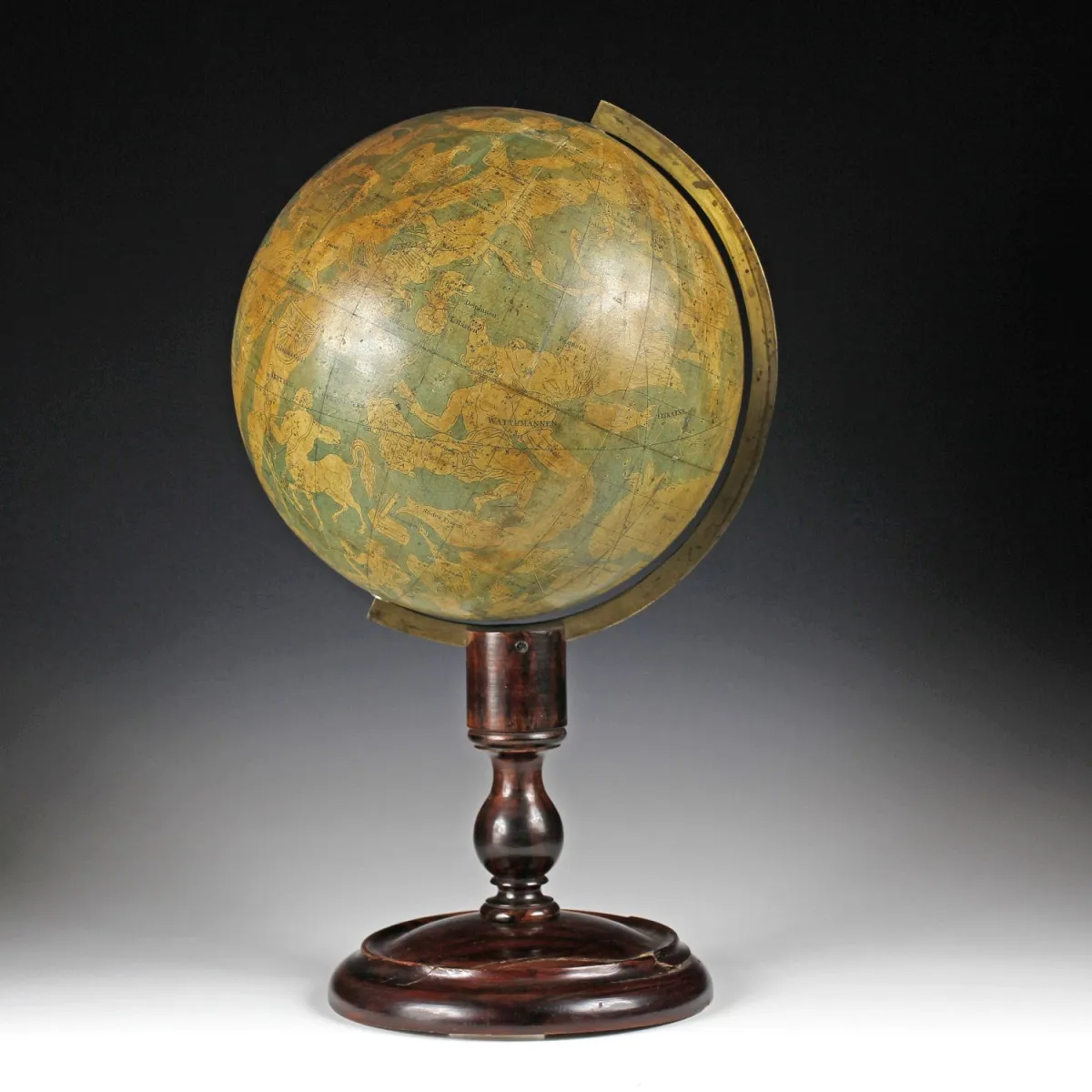 地球仪与天文学 – C. Akrell 的天球仪。斯德哥尔摩1860年，标有"Himmels Glob utgifven ar 1860"，地球仪为石膏…