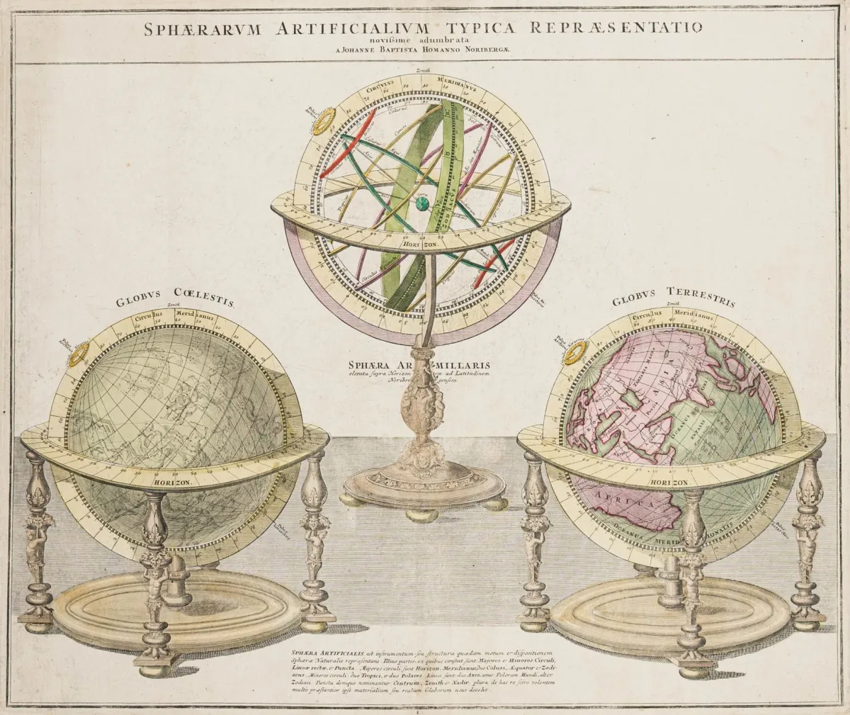 地球仪与天文学 – Sphaerarvm Artificialivm Typica Repraesentatio，含地球仪、天球仪和浑天仪的画页