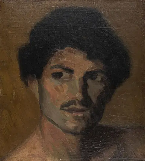 Aabye, Jorgen Emil – Testa di un romano. Olio su tela. In basso a destra con monogramma dell'artista e datazione leggermente sbiaditi. 1902.…