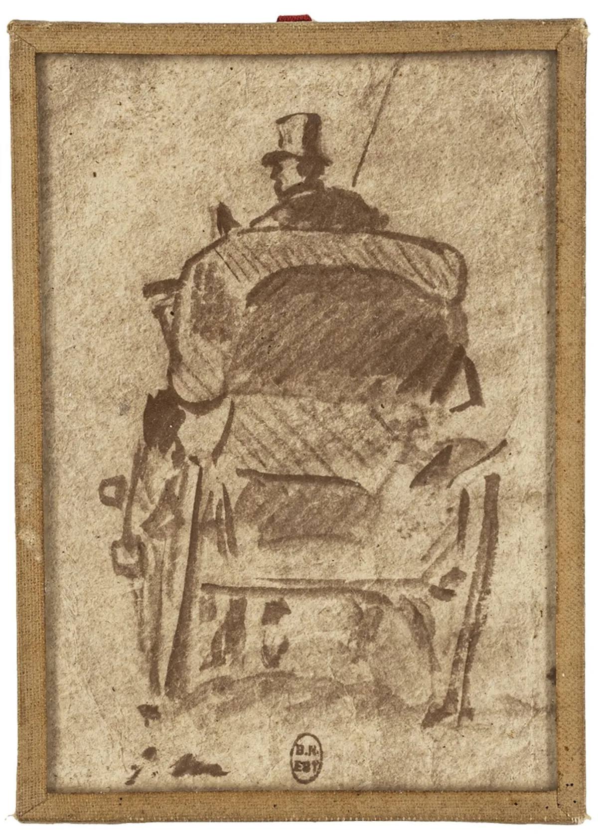 Manet, Édouard – Le fiacre vu de dos。纸上的石版画。印有花押字以及法国国家图书馆的印刷印章…