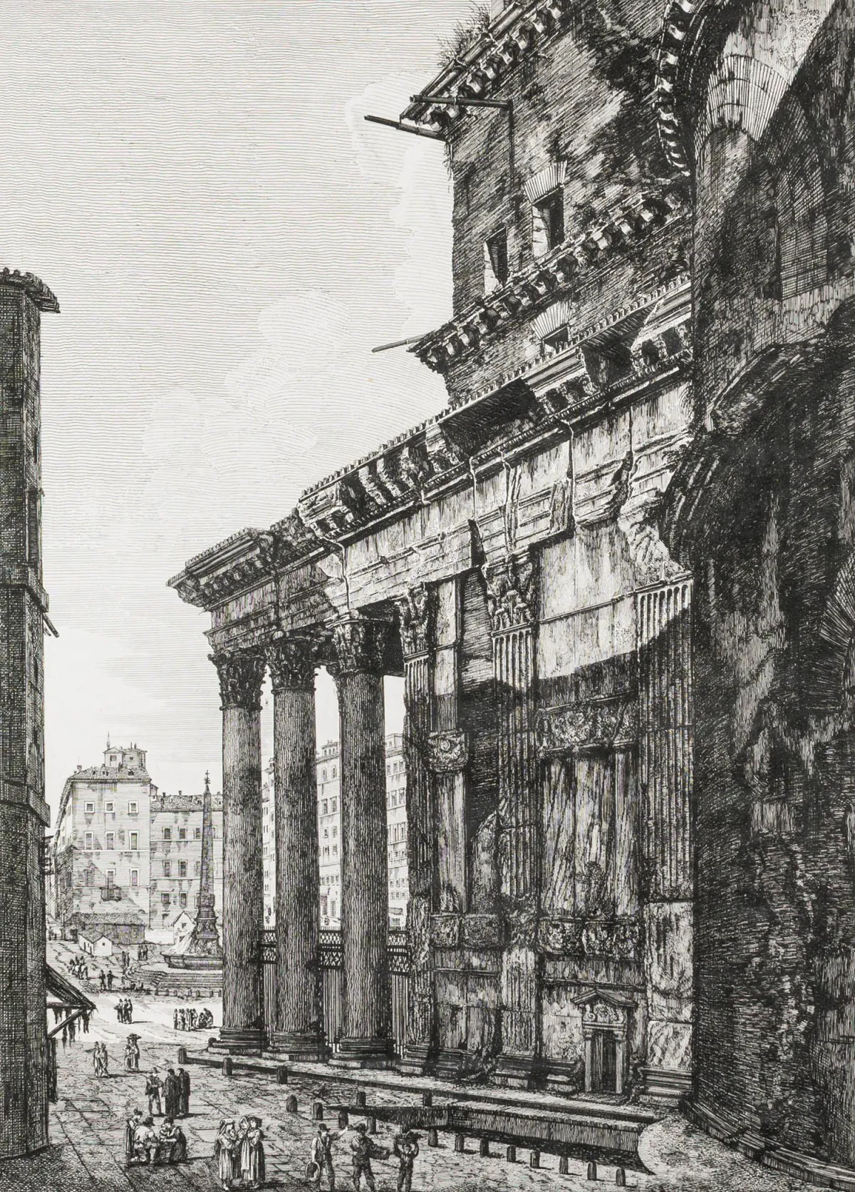 罗西尼,路易吉 – 4幅铜版画合集,出自系列《Le Antichità Romane ossia Raccolta delle piu interessenti Vedute di Roma…