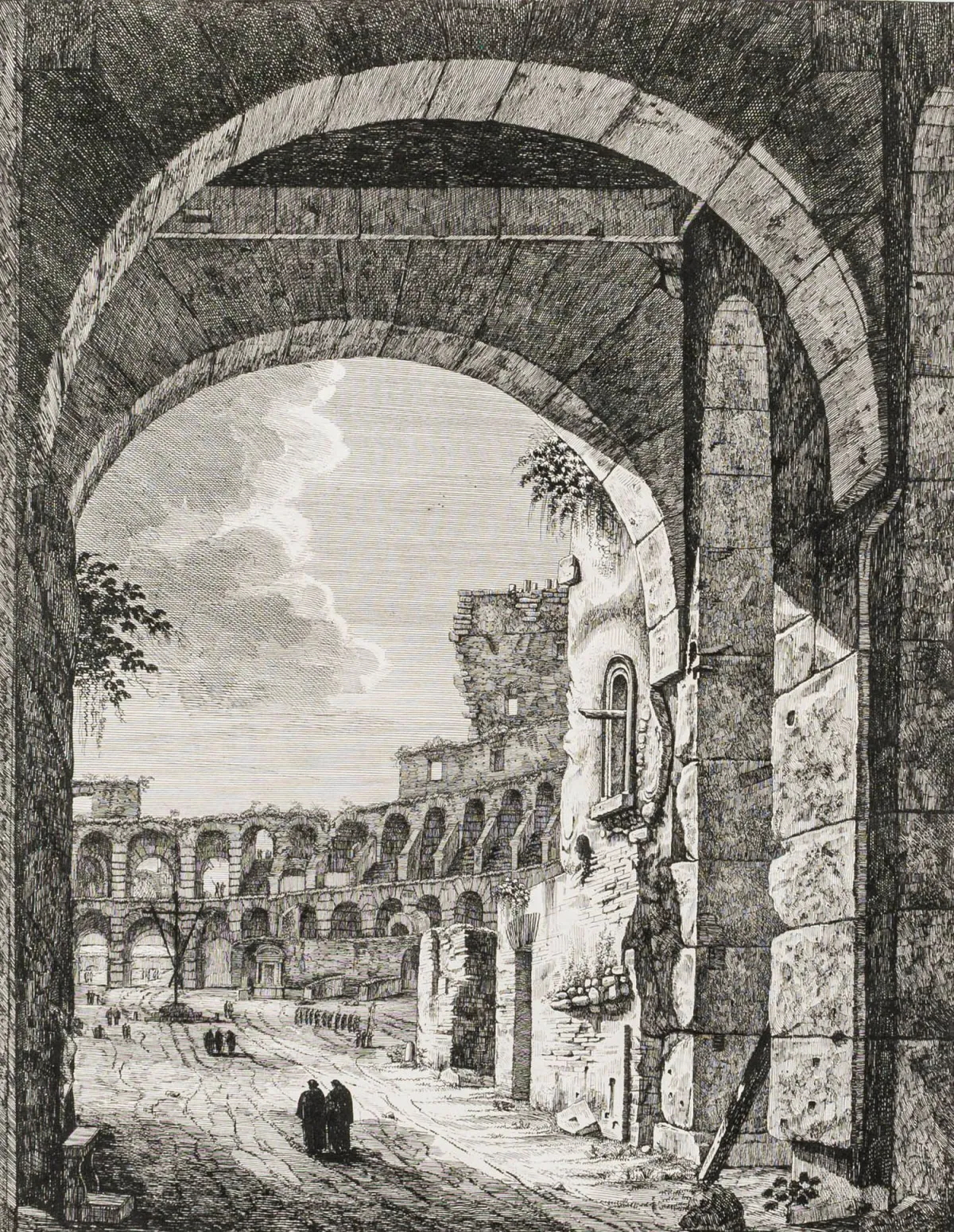 Rossini, Luigi – 系列"Le Antichità Romane ossia Raccolta delle piu interessenti Vedute di Roma…"中的4幅铜版画收藏