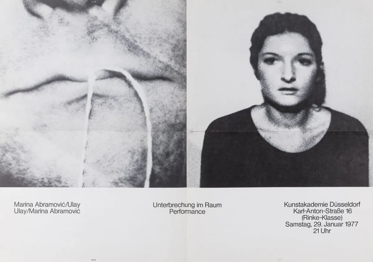 Abramovic, Marina e Ulay – Interruzione nello spazio. Poster offset per la performance