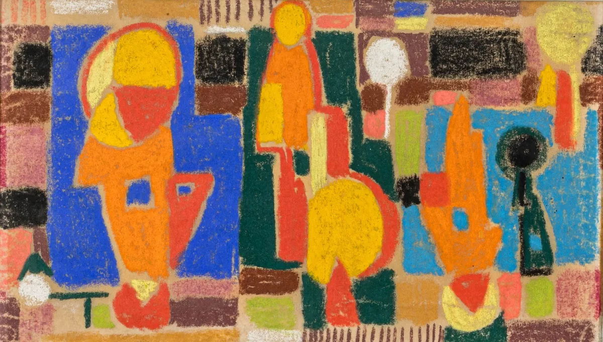 Ackermann, Max – 无题。羊皮纸上的粉彩，裱于纸板上。约1935年。画幅尺寸：10 x 17,4 厘米。色彩极为浓烈…