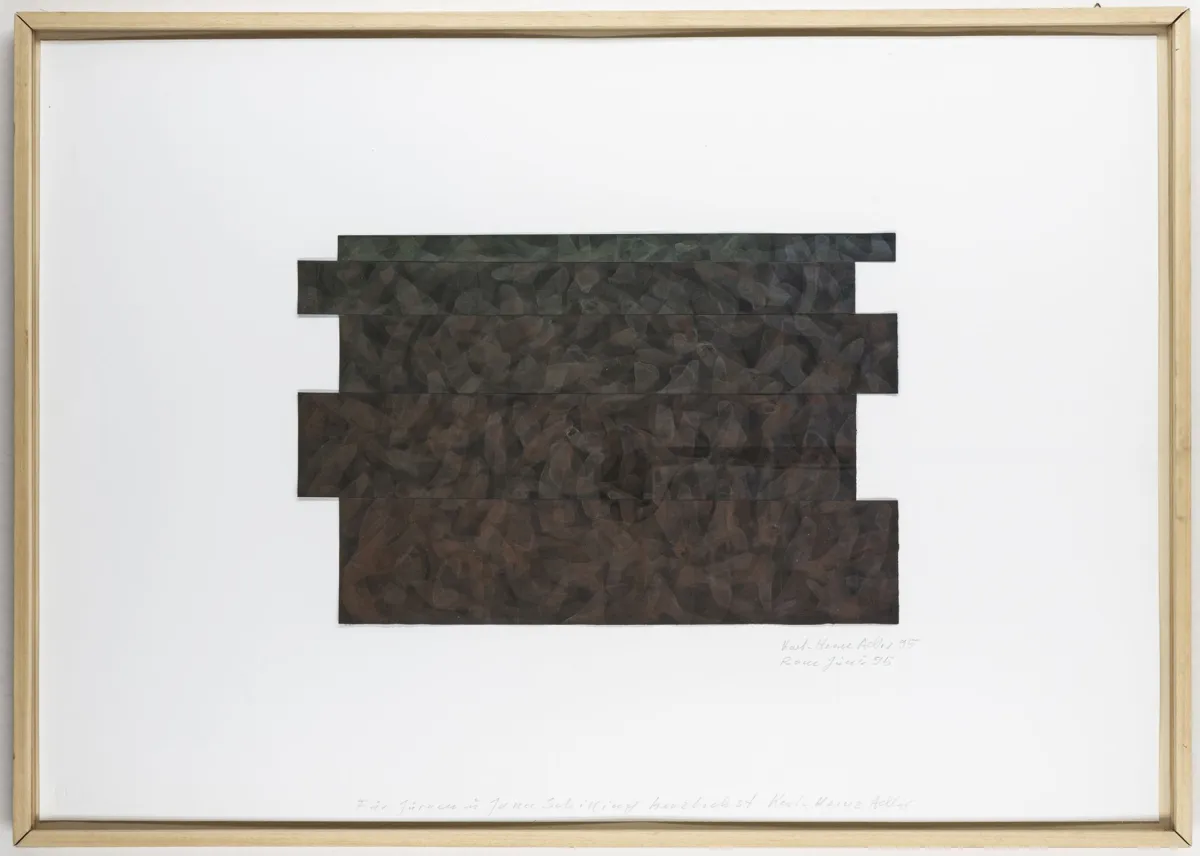 Adler, Karl-Heinz – Untitled. Collage with five acrylic-painted paper strips on Fabriano