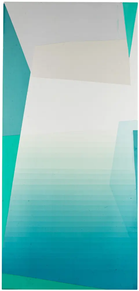 Albrecht, Joachim – Côte d'Azur. (Composizione 95/3). Olio su alluminio. 1995. Dimensioni immagine: 125 x 59 cm