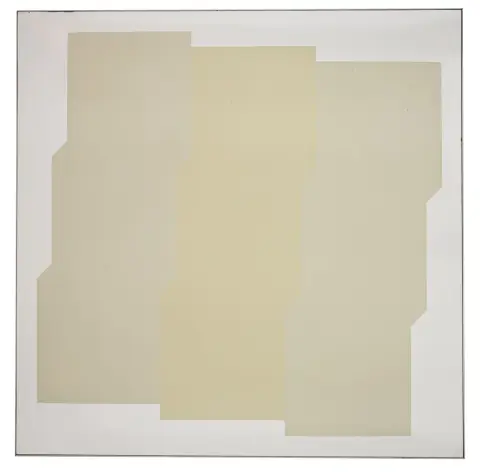Albrecht, Joachim – Nella nebbia argentea. Vernice su pannello di legno pressato. Sul verso firmato e datato con pennarello blu e etichetta con timbro di successione. 1968.