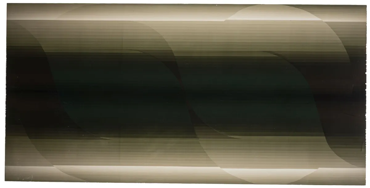 Albrecht, Joachim – 海洋。铝板油画。背面标签盖有遗产印章。1973年。画面尺寸：62,4 x 125,5 厘米。