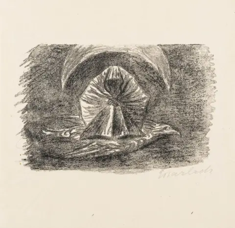 Barlach, Ernst – An den Mond (Mondspuk). Litografi på tynt japansk papir. Med blyantsignatur. 1924. Bladmål: 24,5 x 25,5 cm.…