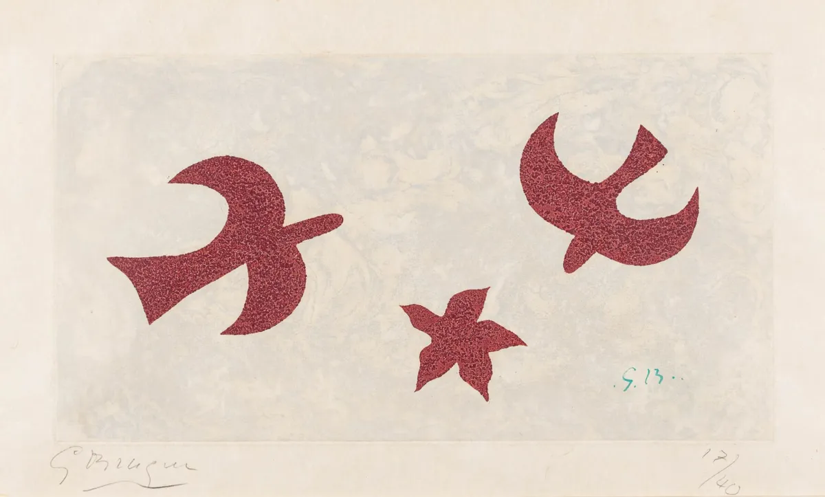 Braque, Georges – Un poème dans chaque livre。Japon Impérial纸上彩色蚀刻版画。左下角铅笔签名及…