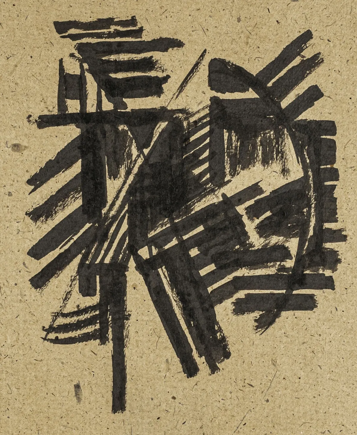 Buchholz, Erich – 毛笔画 10。厚棕色包装纸上的墨汁。