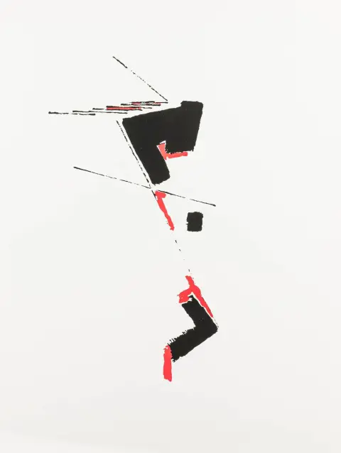Buchholz, Erich – Inchiostro nero-rosso. Serigrafia in nero e rosso su BKR Rives
