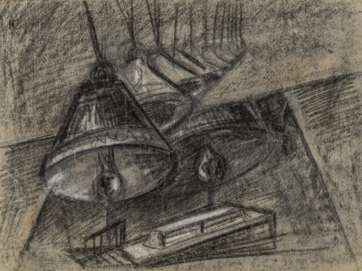 Bychowski, Alexandr Ja – 无题。纸上炭笔画。约1930年。纸张尺寸：27 x 36厘米。边缘有小撕裂，大多已衬补，边缘轻微折痕。