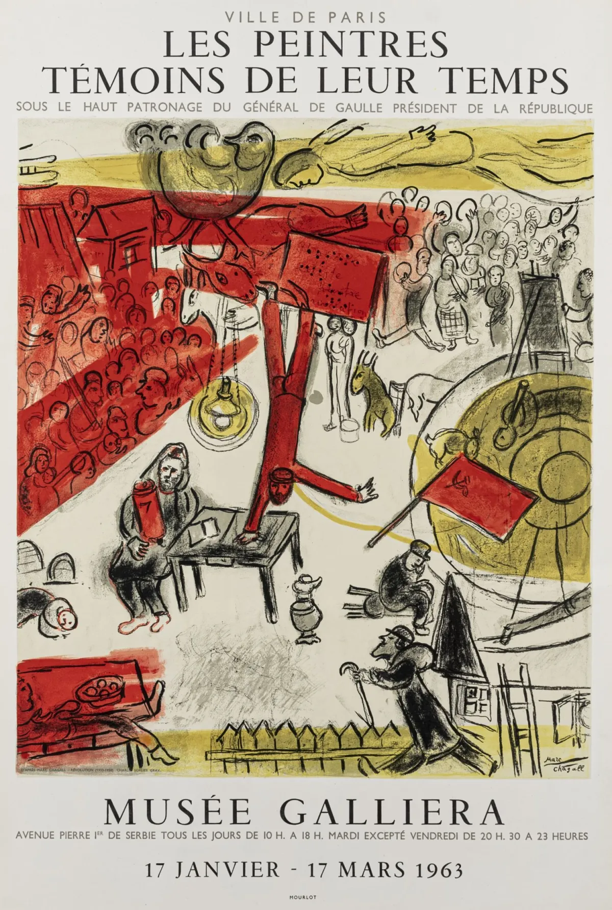 Chagall, Marc – La Revolution。巴黎Musée Galliera展览海报。