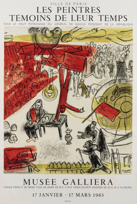 Chagall, Marc – La Revolution. Musée Gallieran näyttelyjuliste Pariisissa.