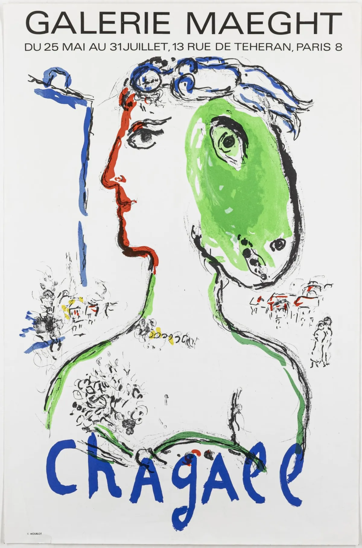 夏加尔，马克 – 4幅展览海报合集。纸上彩色石版画，各带文字说明。1959-1972年。