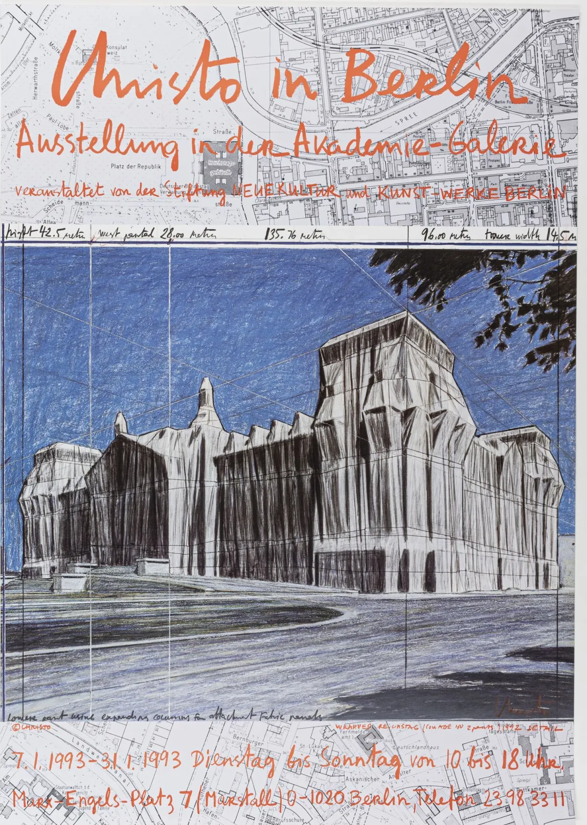 Christo – 2 affiches d'exposition, offset sur papier d'affiche, chacune signée, 1993 et 2001