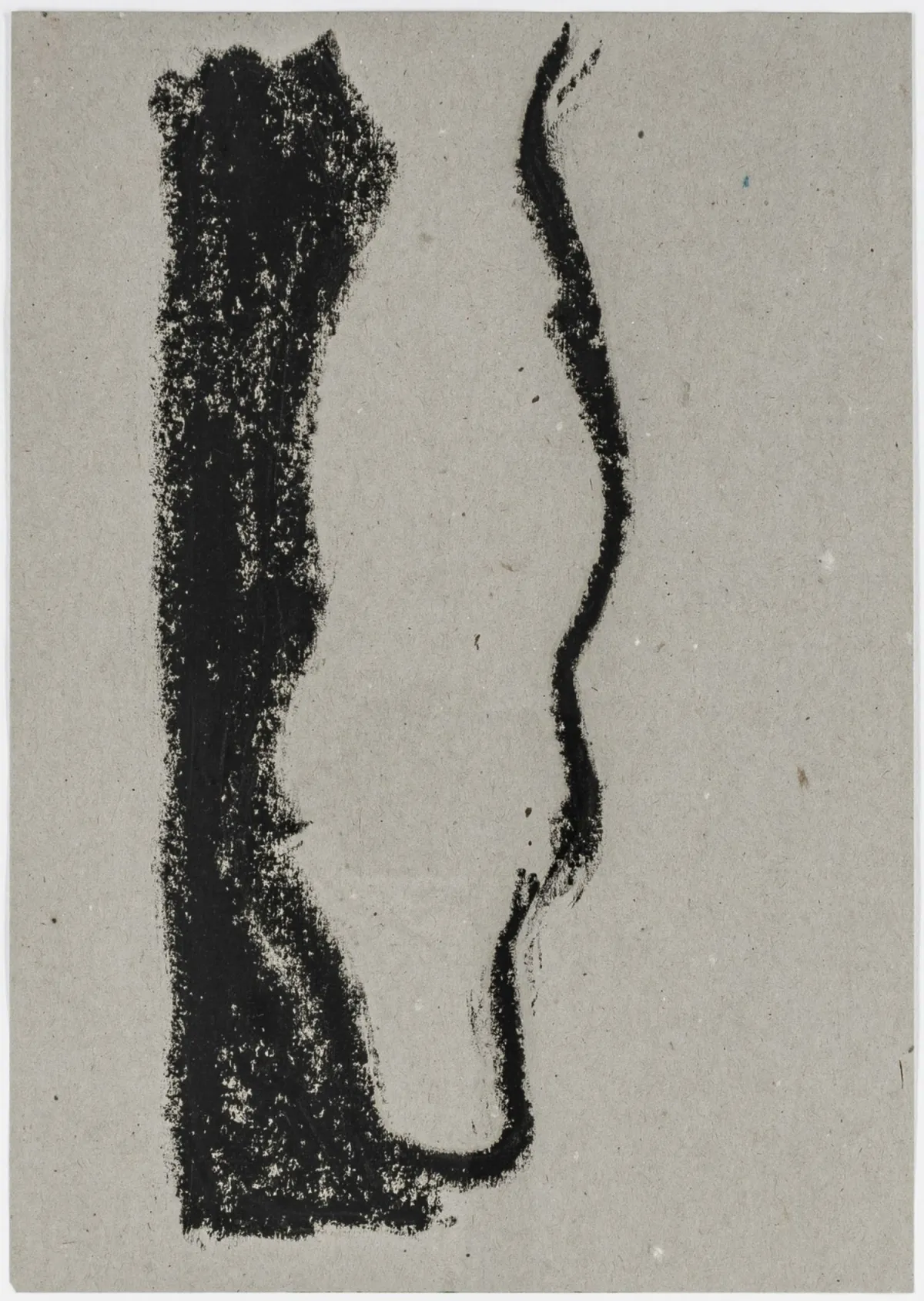 Croissant, Michael – 站立人物。4件作品系列。灰色纸上的油性粉笔。约1980年。纸张尺寸：34 x 24 cm。装裱于纸板上。