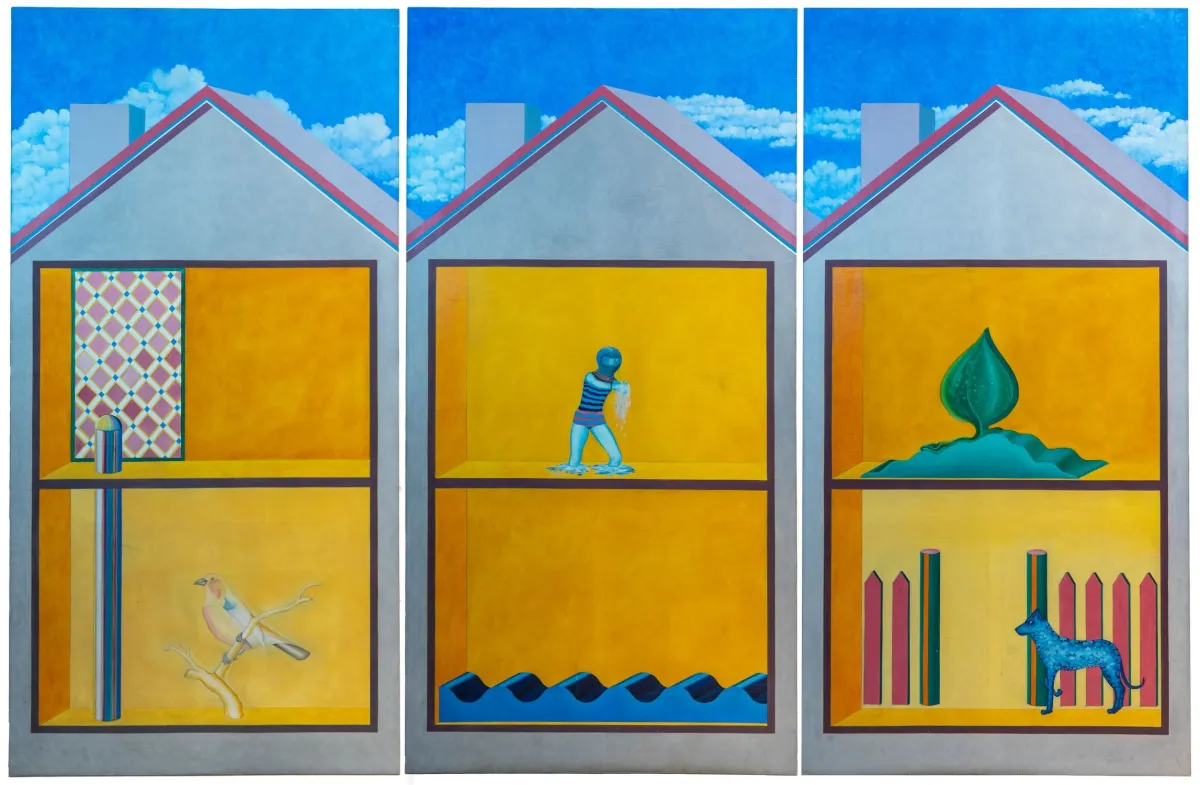 登尼希，卡尔·海因茨 – Licht-Haus。三联画。布面油画。每幅背面均有签名、日期、标题和标注。1969年。内框尺寸，…