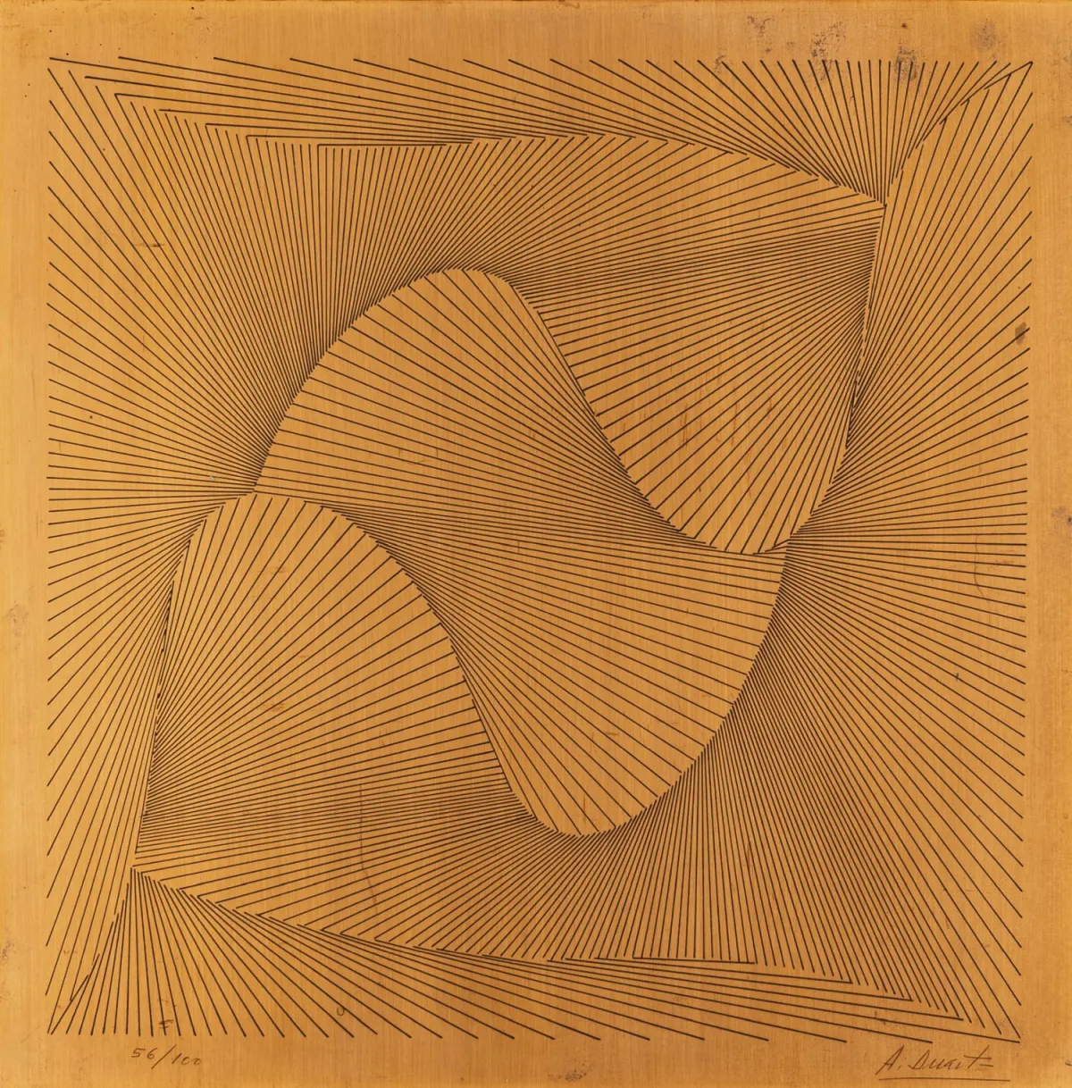 Duarte, Angel – Untitled. Etched copper plate in black frame.