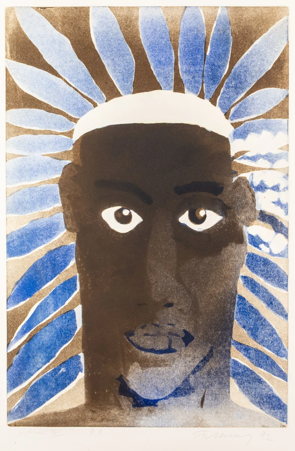 Fetting, Rainer – Indian III. Colour etching on Arches. Signed, dated, titled and marked "P.P." below.