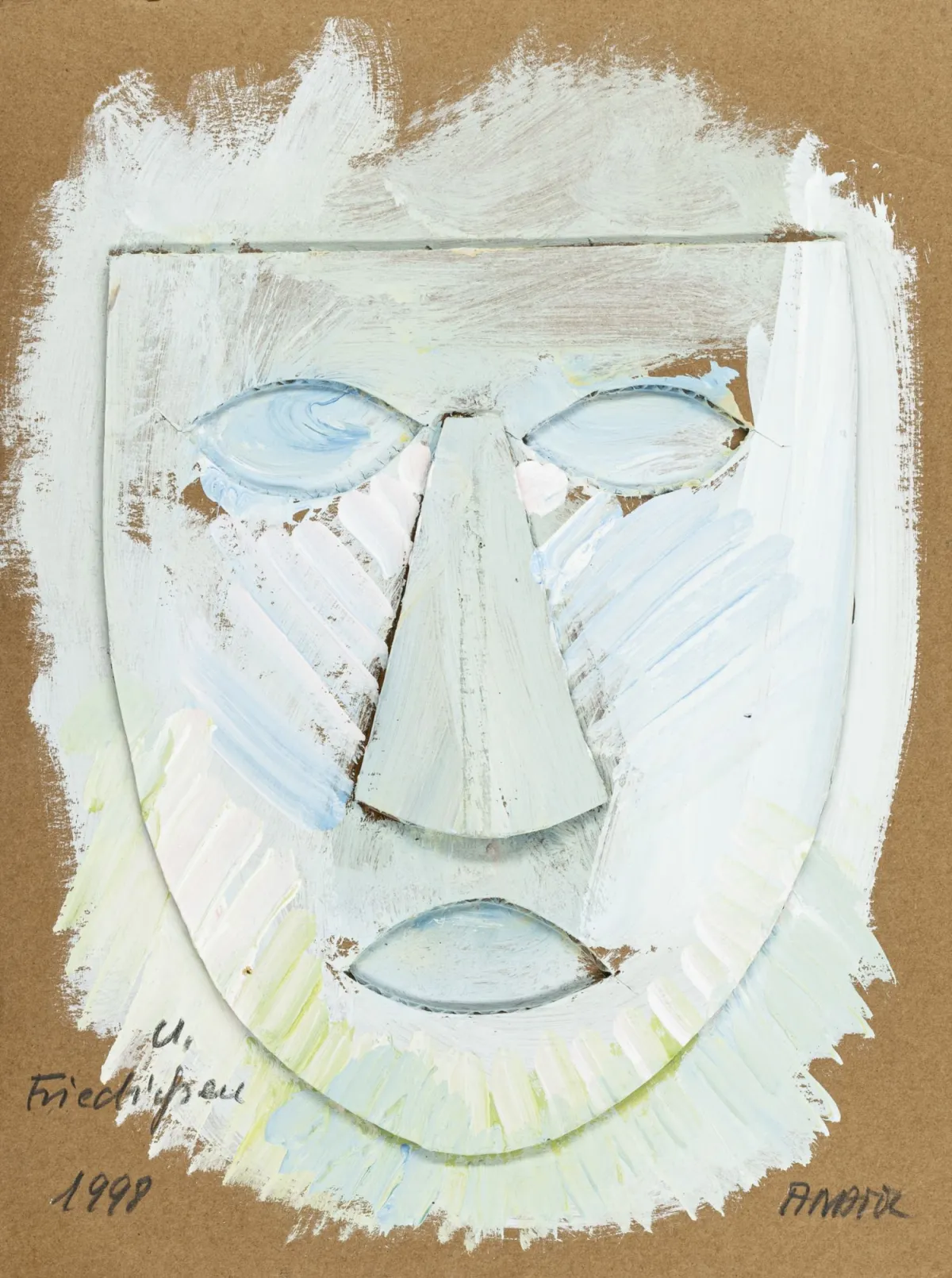 Fluxus – Anatol（即：Anatol Herzfeld）。U.Friedrichsen。多层瓦楞纸上的水粉画。右下角签名，左下角标注并注明日期。