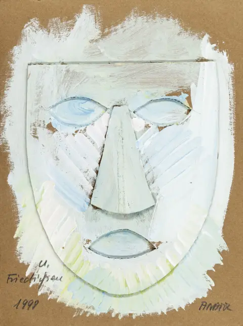 Fluxus – Anatol (eli: Anatol Herzfeld). U.Friedrichsen. Guassi usealle kerrokselle aaltopahvia. Signeerattu oikeassa alakulmassa, merkitty ja päivätty vasemmassa alakulmassa.