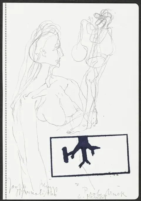 Fluxus – Beuys, Joseph. Sin título. Granolitografía sobre papel. Montada en el borde superior sobre cartón negro. Firmada a lápiz,…