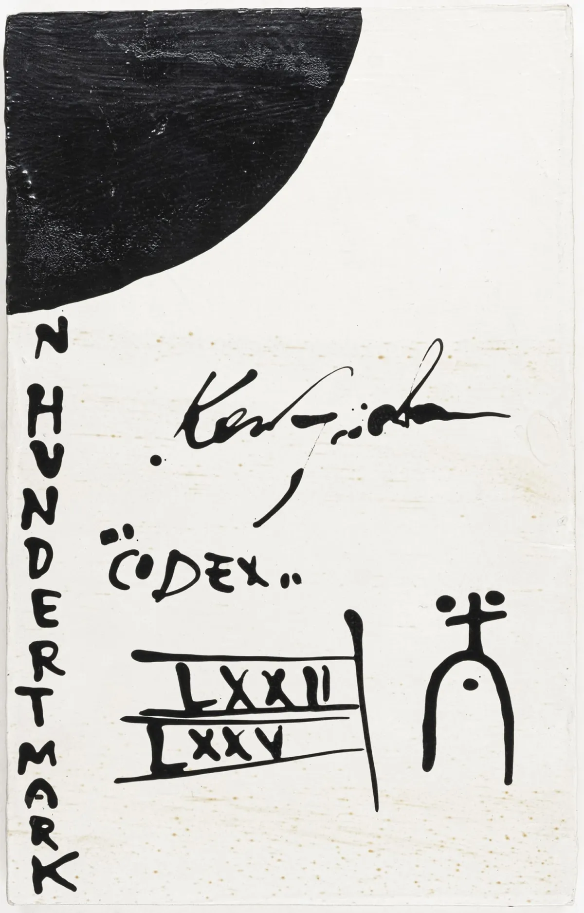 Fluxus – Friedman, Ken. "Codex"。白色漆面木板，带黑色漆绘。签名并注明日期（"LXXII/LXXV"）。1975年。28,5 x…