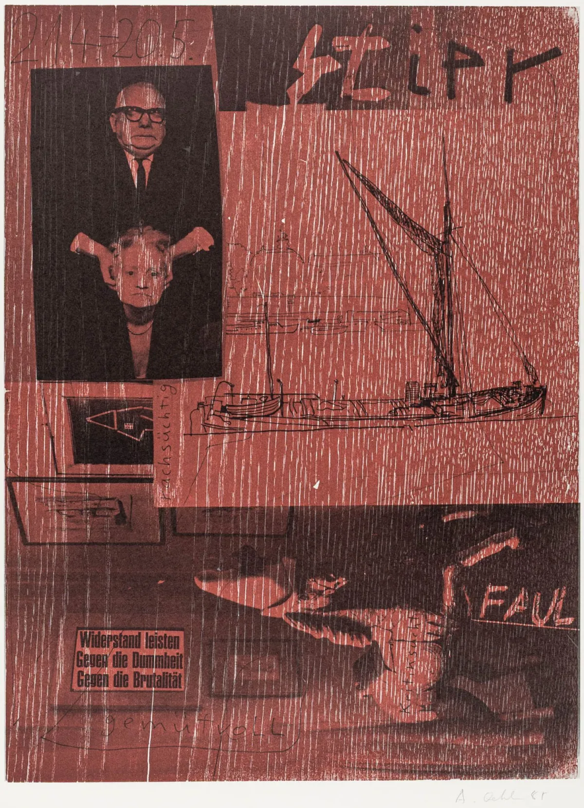 Fluxus – Oehlen, Albert。星座。6幅彩色胶印版画，胶印纸。每幅右下角签名并注明日期。1985...