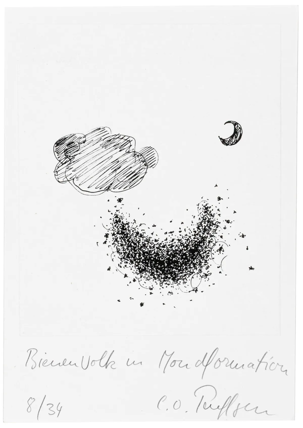 Fluxus – Paeffgen, Claus Otto. 收藏：1幅签名石版画、1张带绘画的签名明信片和2幅彩色胶印版画，其中2幅有字母组合签名。