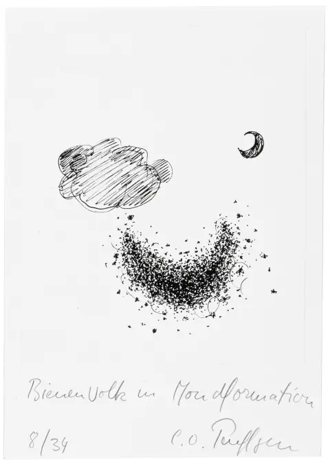 Fluxus – Paeffgen, Claus Otto. 收藏：1幅签名石版画、1张带绘画的签名明信片和2幅彩色胶印版画，其中2幅有字母组合签名。