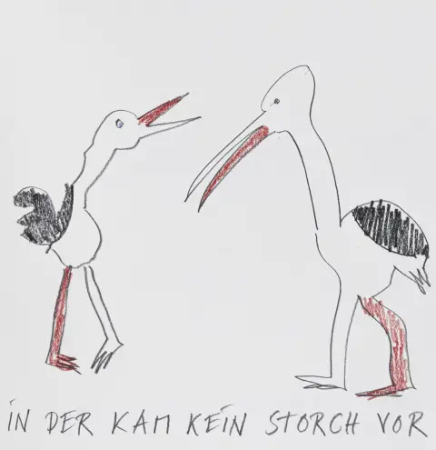 Fluxus – Schmit, Tomas. Fabelen om druene og ordene. Med 7 kolorerte originale blyanttegninger og…