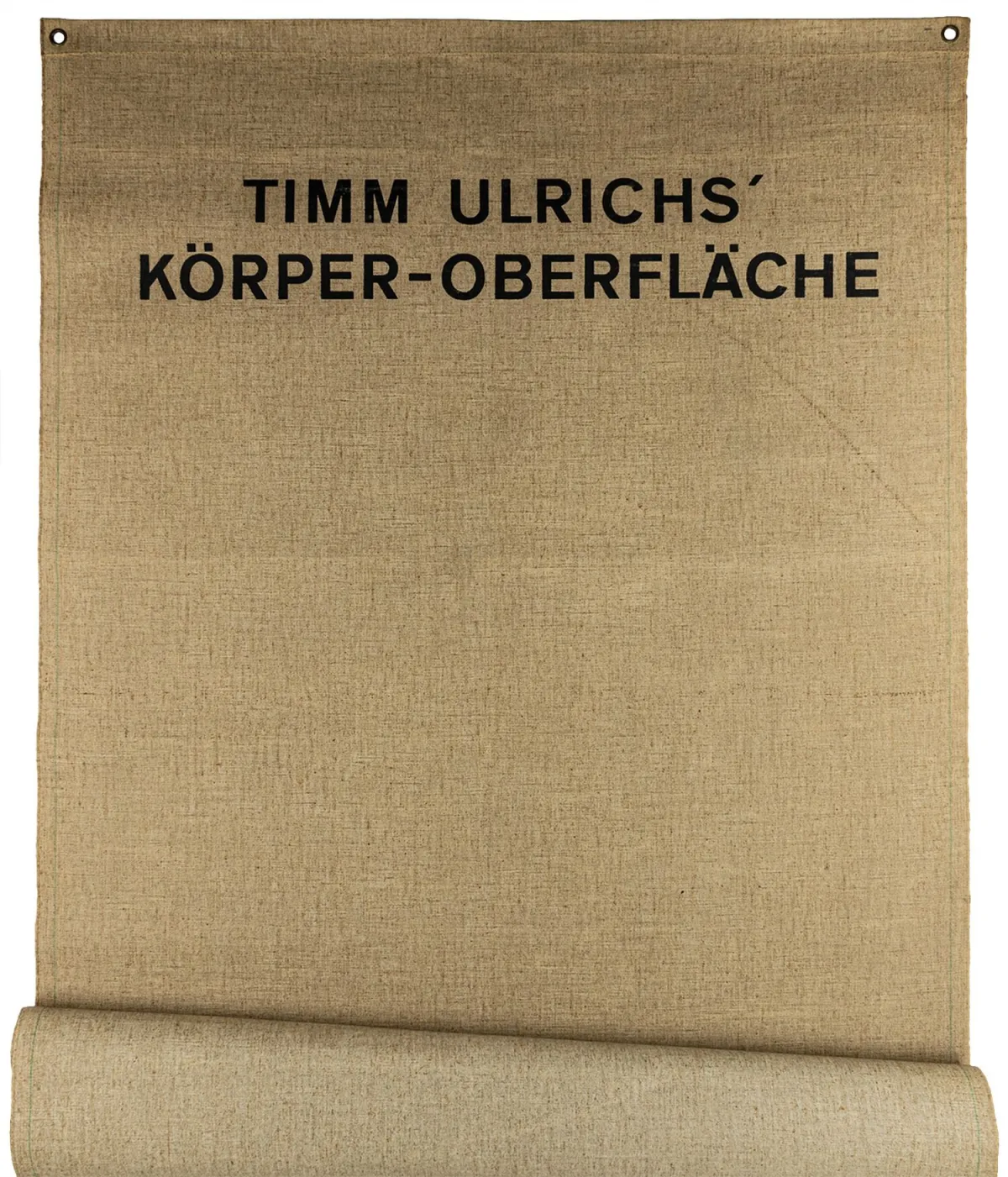 Fluxus – Ulrichs, Timm。自画像。身体艺术物件。黄麻布上的丝网印刷，带黄铜孔眼。