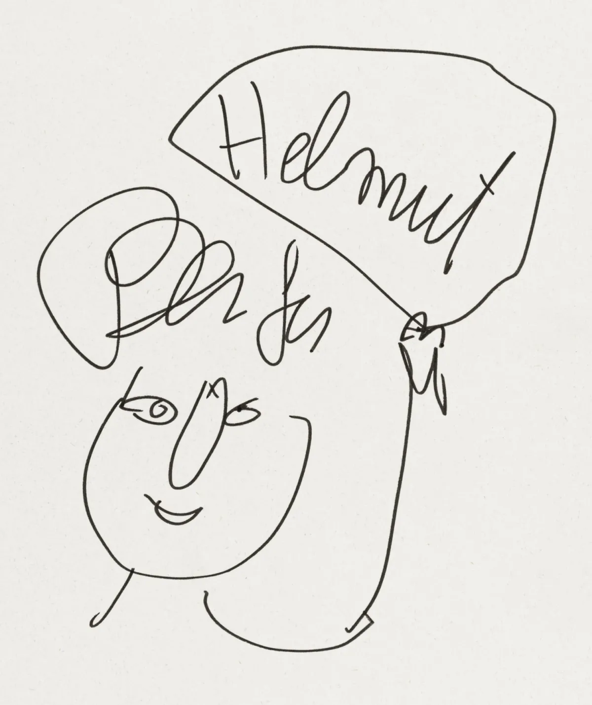 Fluxus – Vautier, Ben. Helmut. Crni flomaster na tankom kartonu. 29,5 x 21 cm.
