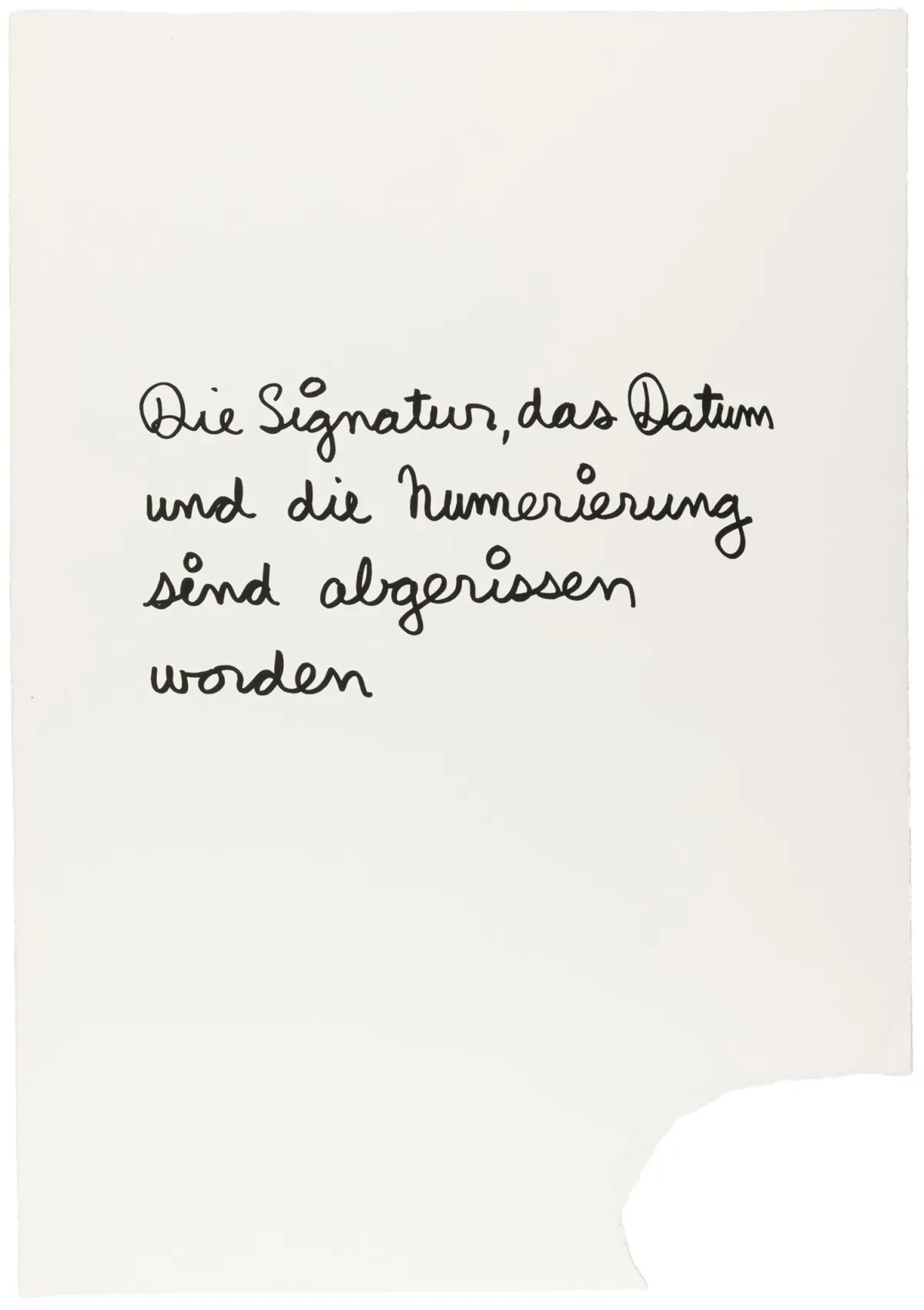 Fluxus – Vautier, Ben. 签名、日期和编号已被撕掉。丝网印刷于犊皮纸上。1973年。纸张尺寸：76.5 x…
